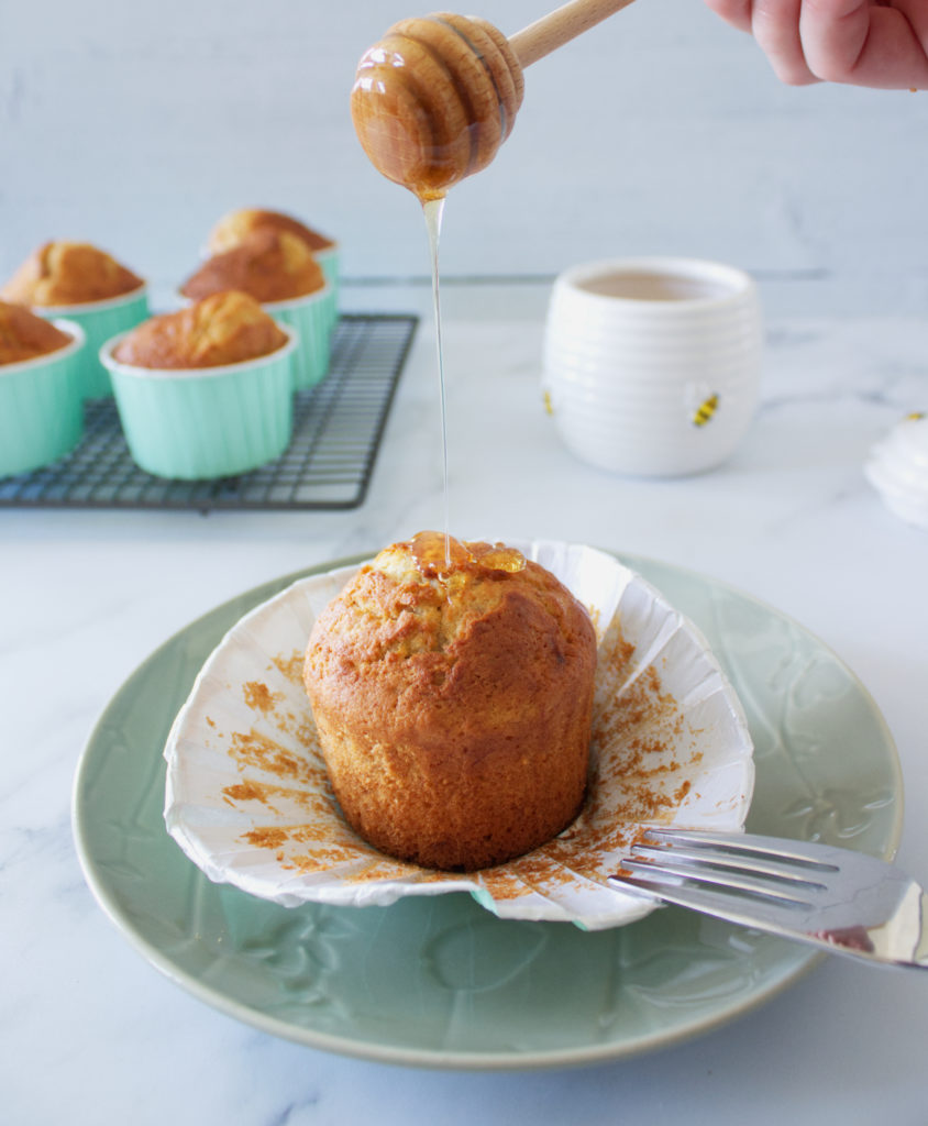Banana Muffins drizzled with honey