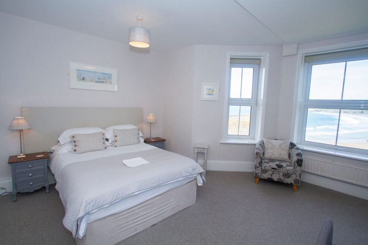 Towan Suite, light and airy with sea views through the window